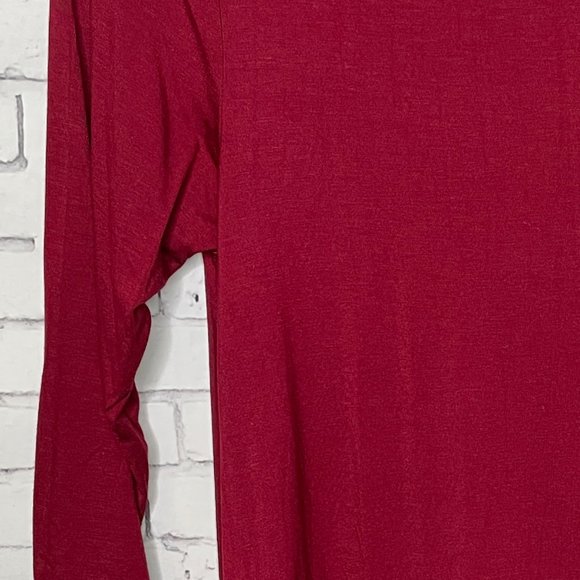 NWT BOUTIQUE Burgundy Maroon Tunic Top A-Line Layering Piece 3/4 Sleeve Shirt - Picture 5 of 6